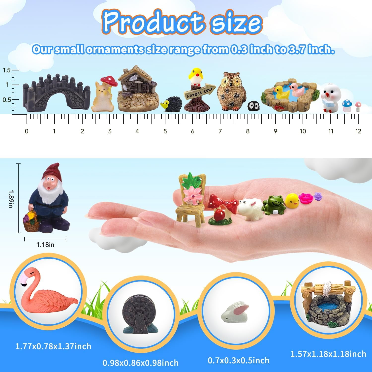 Tardigrade 200 Pcs Fairy Garden Accessories, Fairy Tiny House Miniature Figurines Outdoor