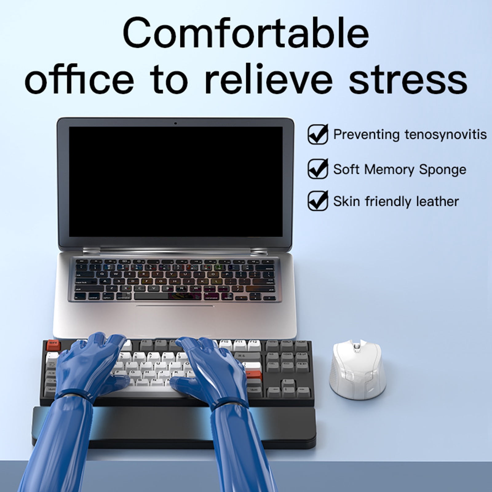 22 in 1 Cleaning Kits Equipped Keyboards Wrist Rest Featuring Ergonomic Support and Hiddens Storage for Home Office