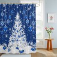 thumbnail image 4 of Shower Curtains for Bathroom, Navy Blue Christmas Tree Waterproof Fabric Shower Curtain, Xmas Snowflake Weeping Balls Decorative Bathroom Curtain for Bathtub, 72"x78", No Hooks Included, 4 of 9