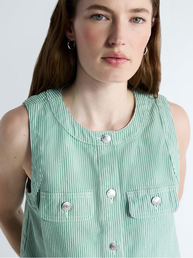 Free Assembly Women's and Women's Plus Button Front Sleeveless