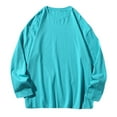 thumbnail image 2 of Momasggi Men's Big and Tall Shirts Casual Long Sleeve Crewneck Pullover Tops Solid Color Basic Tshirts Lightweight Soft Workout Gym Sweatshirts Blue 3XL, 2 of 4