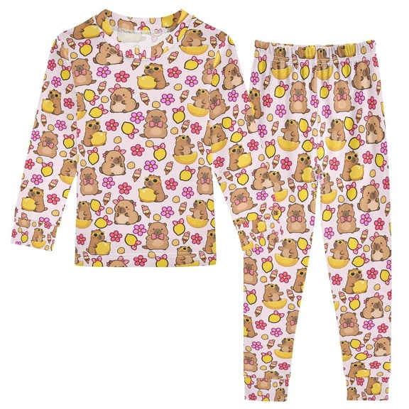 Pajama Capybara Lemon Flower Cute Comfortable Cotton Two-piece Pajama Set