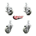 thumbnail image 2 of 3 Inch Gray Polyurethane Wheel Swivel 3/4 Inch Square Stem Caster Set 2 Brakes, 2 of 2