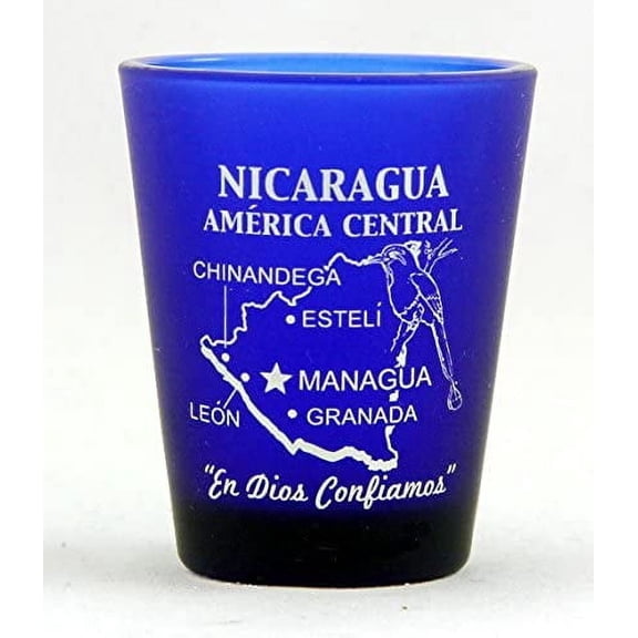nicaragua cobalt blue frosted shot glass
