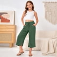 thumbnail image 5 of BOOMNY Girl's Baggy Capri Pants Wide Leg Jogger Pants for Kids Trendy Elastic Waist Solid Lightweight Trousers With Pockets, 5 of 7