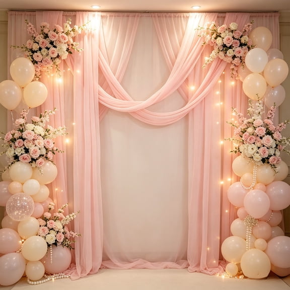 Wedding Arch Drapes, Chiffon Draping Fabric in Sheer Polyester, Wedding Backdrop Curtains for Arch, Ceremony, Reception, Party and Outdoor Event Decor