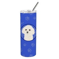 Carolines Treasures WDK1169TBL20 Poodle Toy White  Stainless Steel 20 oz Skinny Tumbler Blue 20 oz multicolor