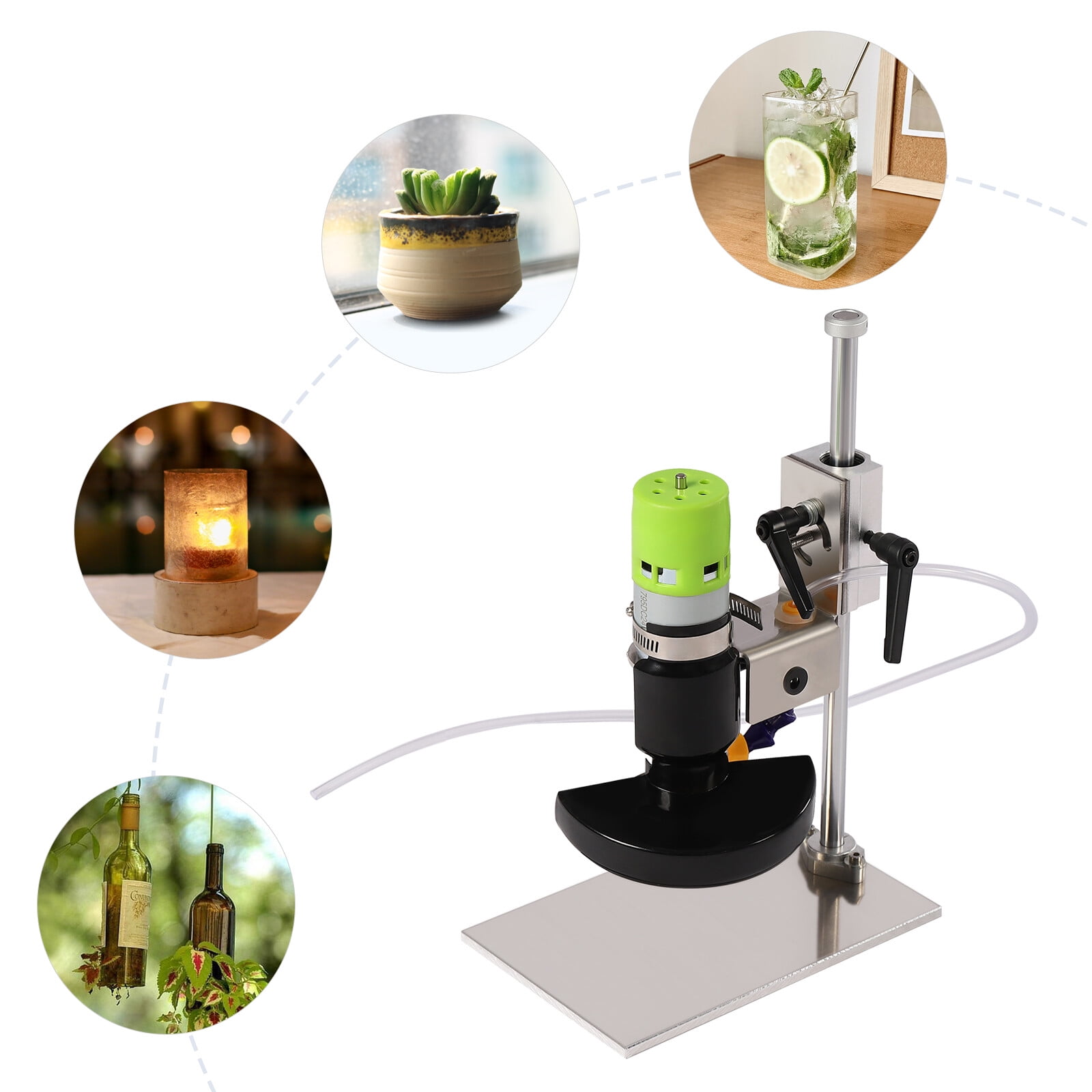 ToppiJoy Electric Glass Bottle Cutter, Glass Bottle Cutting with 3 Saw Blades, Glass Cutter Machine Adjustable Speed