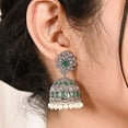thumbnail image 3 of Ratnavali Jewels Silver Plated Cubic Zirconia Round Jhumki Earrings For Women Statement Jewelry Wedding Brides (Green), 3 of 3