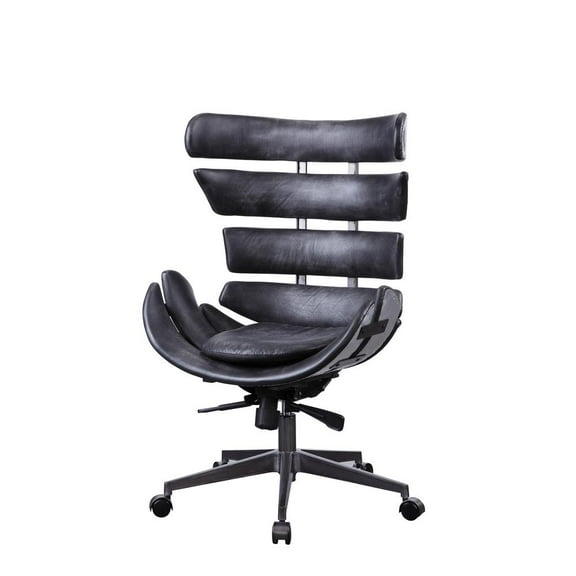 Megan Executive Office Chair in Vintage Black and Aluminum