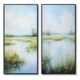 thumbnail image 2 of Designart "Meadow Calm Waters II" Meadow Framed Wall Art Set Of 2 - Green Landscapes Framed Canvas Set For Living Room Decor, 2 of 6