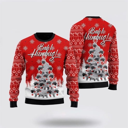 Farmers Sweater, Bah Humbug Sheep Xmas 3D Christmas Sweater, Christmas Crewneck Sweater, Winter Farm Fashion