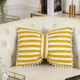 thumbnail image 4 of Striped Bow-Decorated Pillowcase 50x33cm Soft Velvet Bolster Pillow Suitable For Sofas Beds And Home Decor, 4 of 7