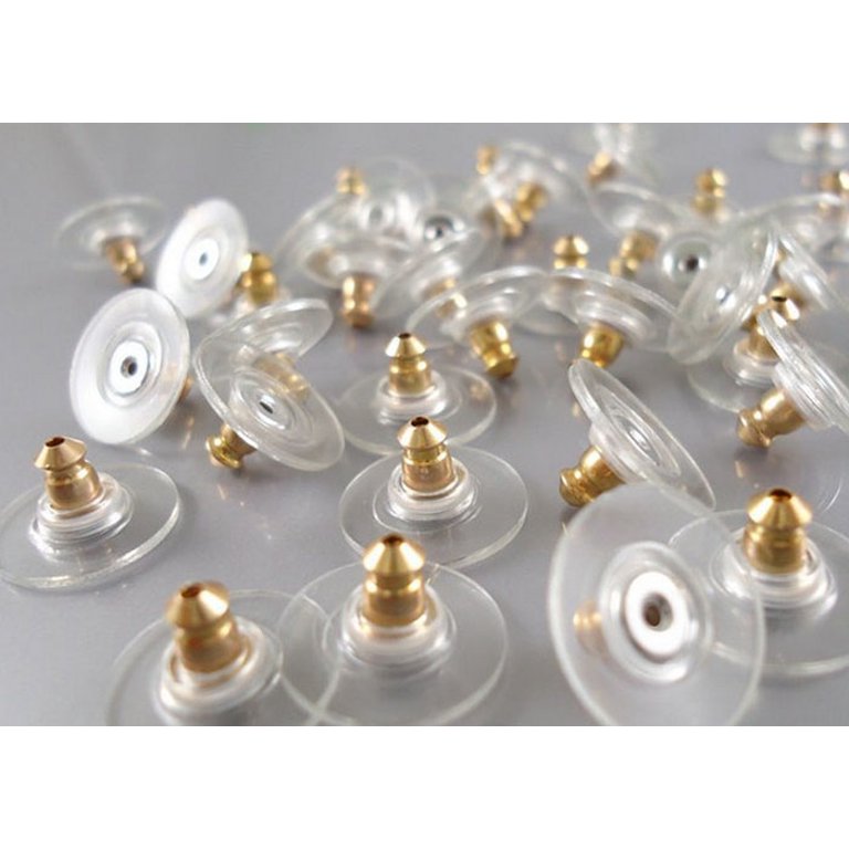 Bullet Clutch Earring Backs, Hypo Allergenic with Pad 7x11mm, 50 Pieces, Gold Tone