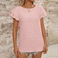 thumbnail image 7 of iHengLiXing Plus Size Spring Tops for Women 2025 Dressy Casual Women's Fashion Summer Solid Color Round-Neck Short Sleeve Blouses Pink S, 7 of 7