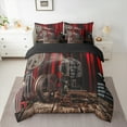 thumbnail image 2 of Manfei Teens Cinema Trictet Bedding Comforter Set 7pcs, Filmstrip Movie Night Queen Bedding Sets, Black Red Theater Theme Reversible Queen Sheet Sets, Luxury Bedroom Decor, 2 of 7