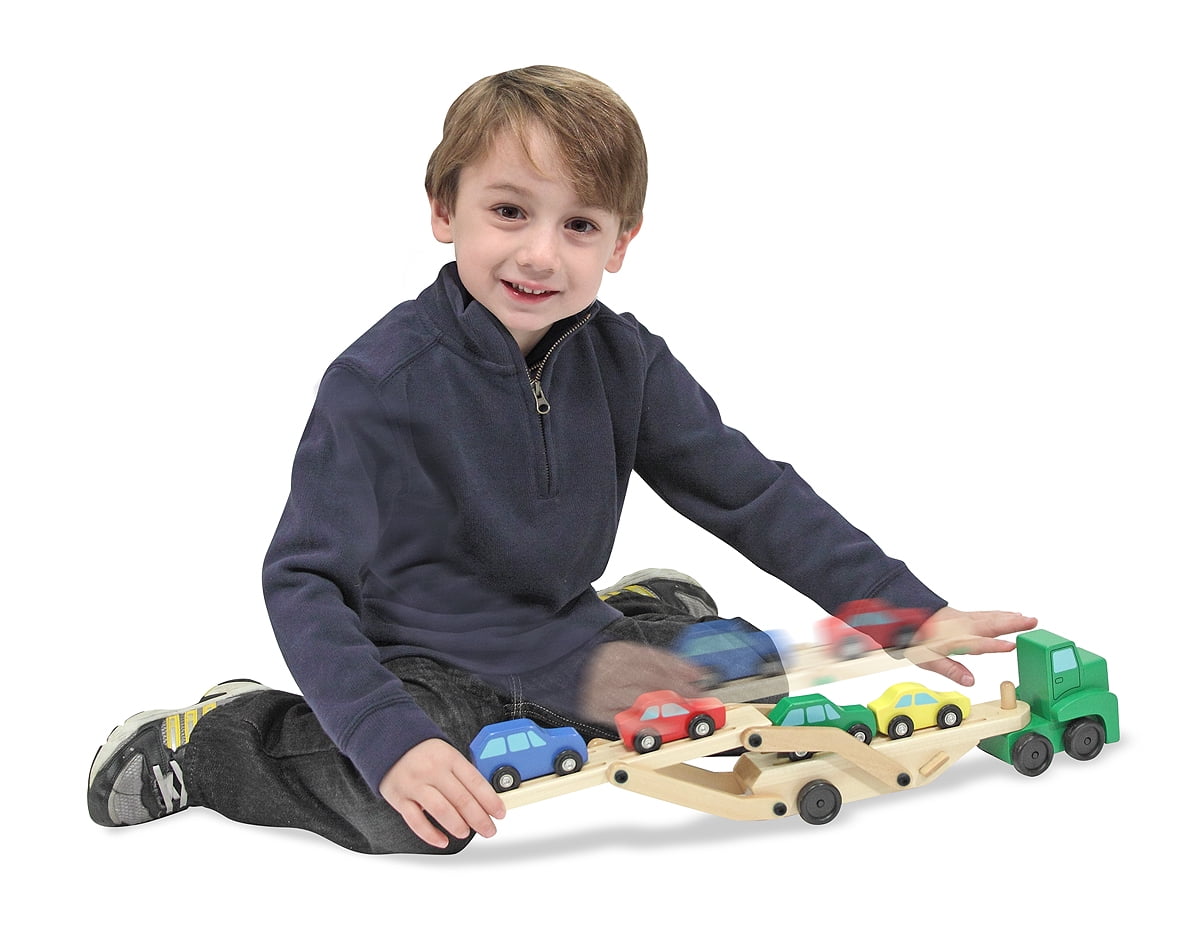 melissa and doug semi truck car carrier