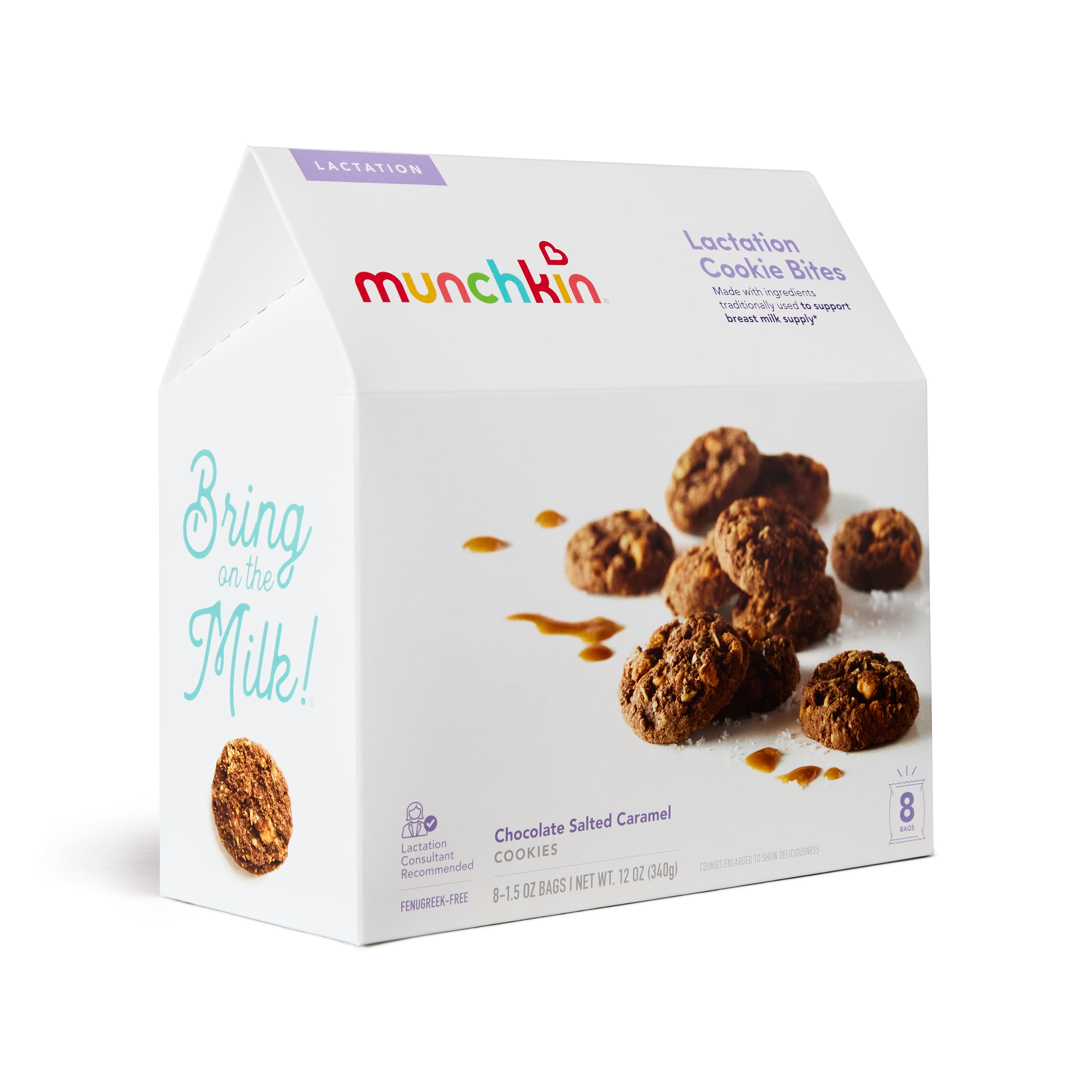 Munchkin Baked Lactation Cookie Bites, Chocolate Salted Caramel Flavor, 8 Count