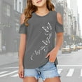 thumbnail image 2 of KAOOCXU Girl New Versatile T-Shirts Butterfly Printed Off The Shoulder Short Sleeve O-Neck Stylish Tshirts Casual Tops For Toddler To Teenager Relaxed Fit Lightweight Daily Wear, 2 of 6