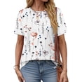 thumbnail image 5 of Fantaslook Womens Summer Tops Dressy Casual Short Sleeve Shirts Crew Neck Tunic Floral Blouses, 5 of 9