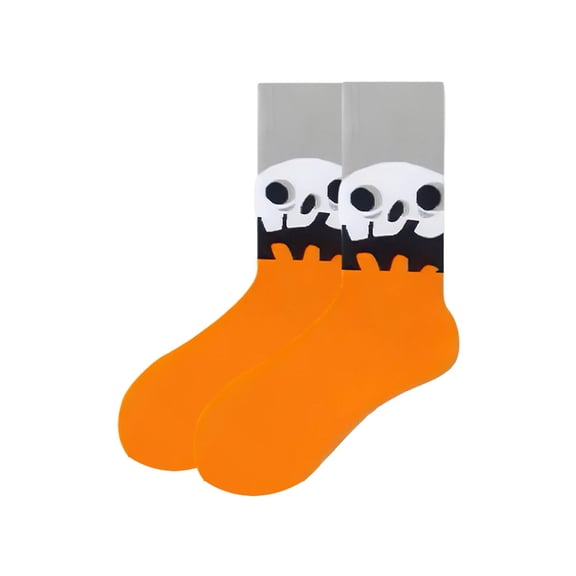Halloween Couple Print Mid Calf Socks for Men Festive Seasonal Socks for Couples