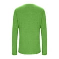 thumbnail image 5 of Fnooota Women's Long Sleeve Tops, Cotton Casual Pullover Crew Neck Undershirts for Women Green Size L, 5 of 6