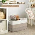 thumbnail image 2 of Large Woven Storage Basket, 21.6" x 14.9" x 11.8" Rectangle Rope Baskets for Toy Storage, Blanket Basket for Living Room, Bedroom, Light Brown, 2 of 7