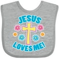 thumbnail image 3 of Inktastic Easter Jesus Loves Me with Cross and Flowers Boys or Girls Baby Bib, 3 of 4