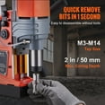 thumbnail image 5 of VEVOR 1400W Portable Magnetic Drill Press, 2922lbf Magnetic Force, 810RPM High-Speed Mag Drill, 5 of 12