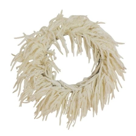 Nearly Natural 24in. Artificial Real Touch White Norfolk Island Pine Wreath with Natural Look