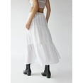 thumbnail image 5 of Rdhnmea Women's Tiered Long Skirts Vintage Elastic Waist Frill Trim Skirts, 5 of 6