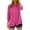 #200-Hot Pink, variant on Women's Casual Blouse with Notched Collar Button Front V-Neck Three Quarter Sleeve Casual and Chic