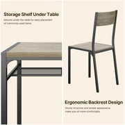 Kitchen Table and Chairs Set for 2, Lofka Dining Table with Storage Rack for Storing Tissues and Cups, 300lbs, Gray