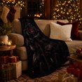 thumbnail image 3 of Single Black Rose With Crimson Beaded Petals, Cozy Flannel Blanket with ornate dark Floral Illustration Print, Housewarming Gift for Black Rose Enthusiasts, Home Decor for Bedroom and Living Room, 3 of 7