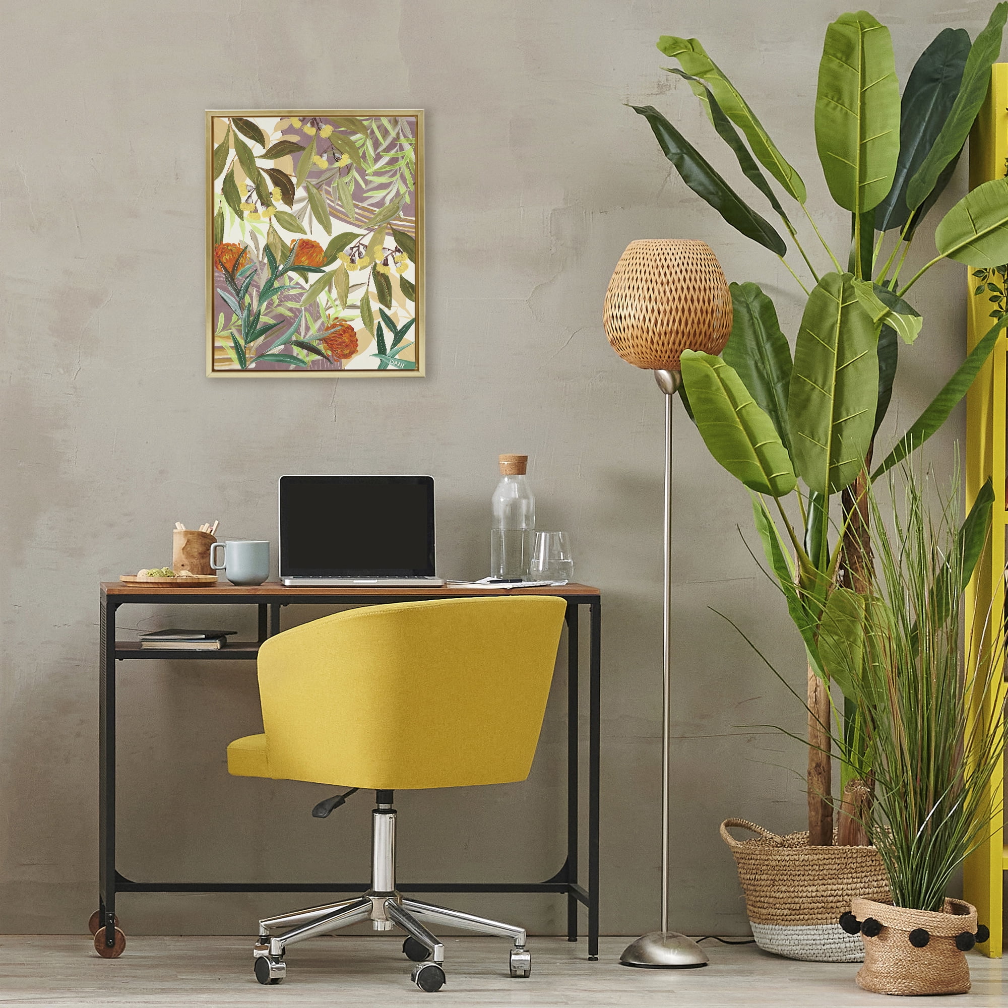 Stupell Industries Walk With Me Blooms Gold Framed Floater Canvas Wall Art, design by Dani Heyward