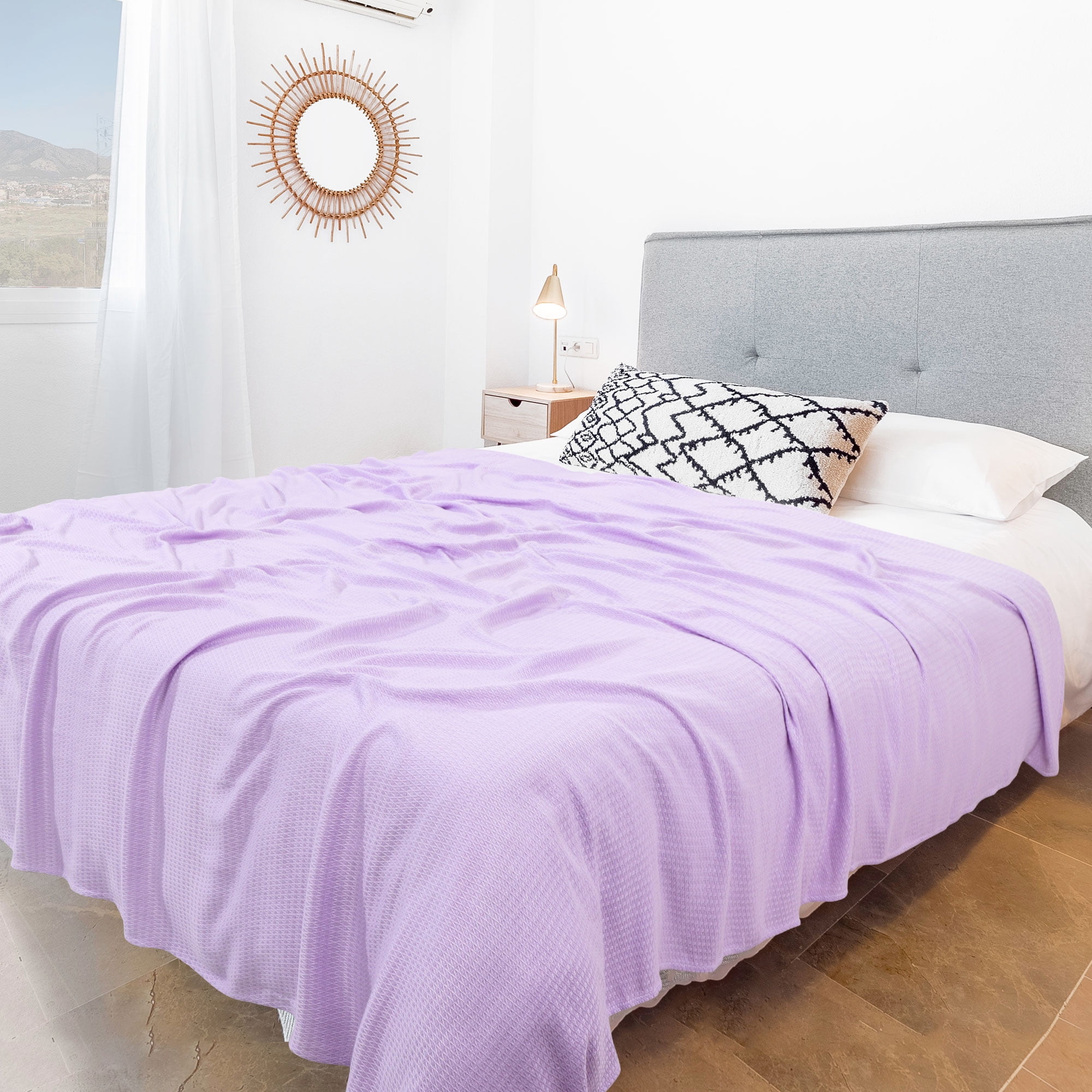 Unique Bargains Cooling Viscose from Bamboo Breathable Blanket Lavender King
