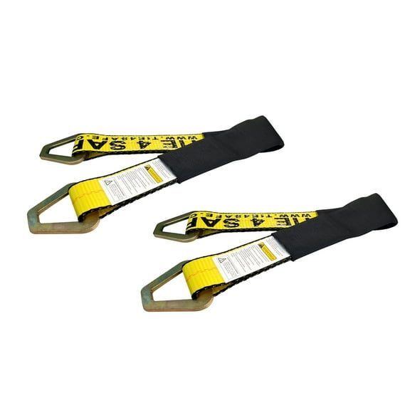 Mega Cargo Control USA 2” x 18” Off-Road Axle Tie-Down Straps (4-Pack) - WLL: 3333 lbs - Yellow