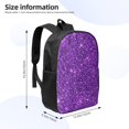 thumbnail image 2 of Xecao Purple Glitter print Travel Backpack, Large Computer Backpack for Men Women, College School Rucksack Book Bag, 2 of 5