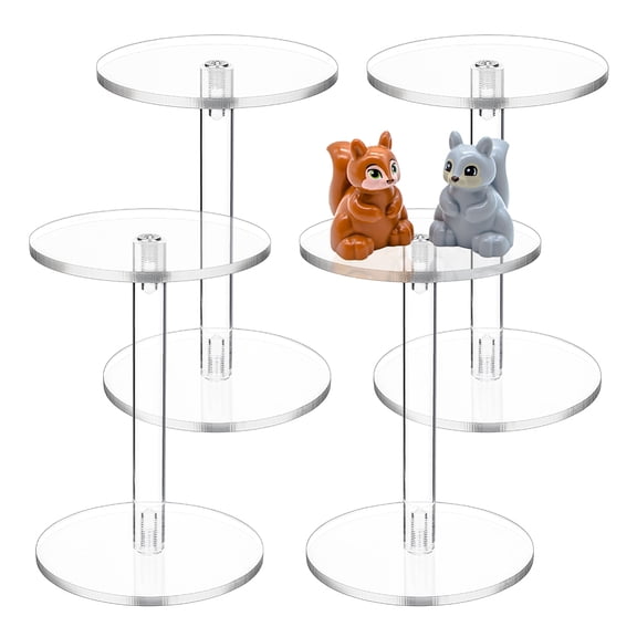 4Sets Acrylic Display Stand 2.7x4inch Round Barbell Pedestal Display Riser Flying Miniatures Display Pedestal Stand Gem Jewelry Display