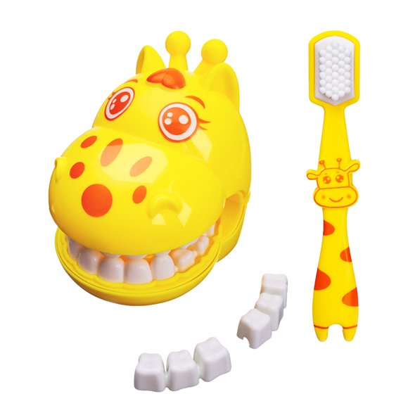 Bwiyojiz Educational Toys Giraffe Brushing Teaching Set Interactive Model for Your Learning Tool Home and Use Toy, Gifts for Yourself, Yellow