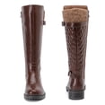 thumbnail image 3 of Love Steetly Women's Extra Wide Calf Knee High Boots, Faux Leather Winter Tall Boots, Diamond Quilted Shaft, Knitted Collar, Double Buckle Block Heel Boots., 3 of 8