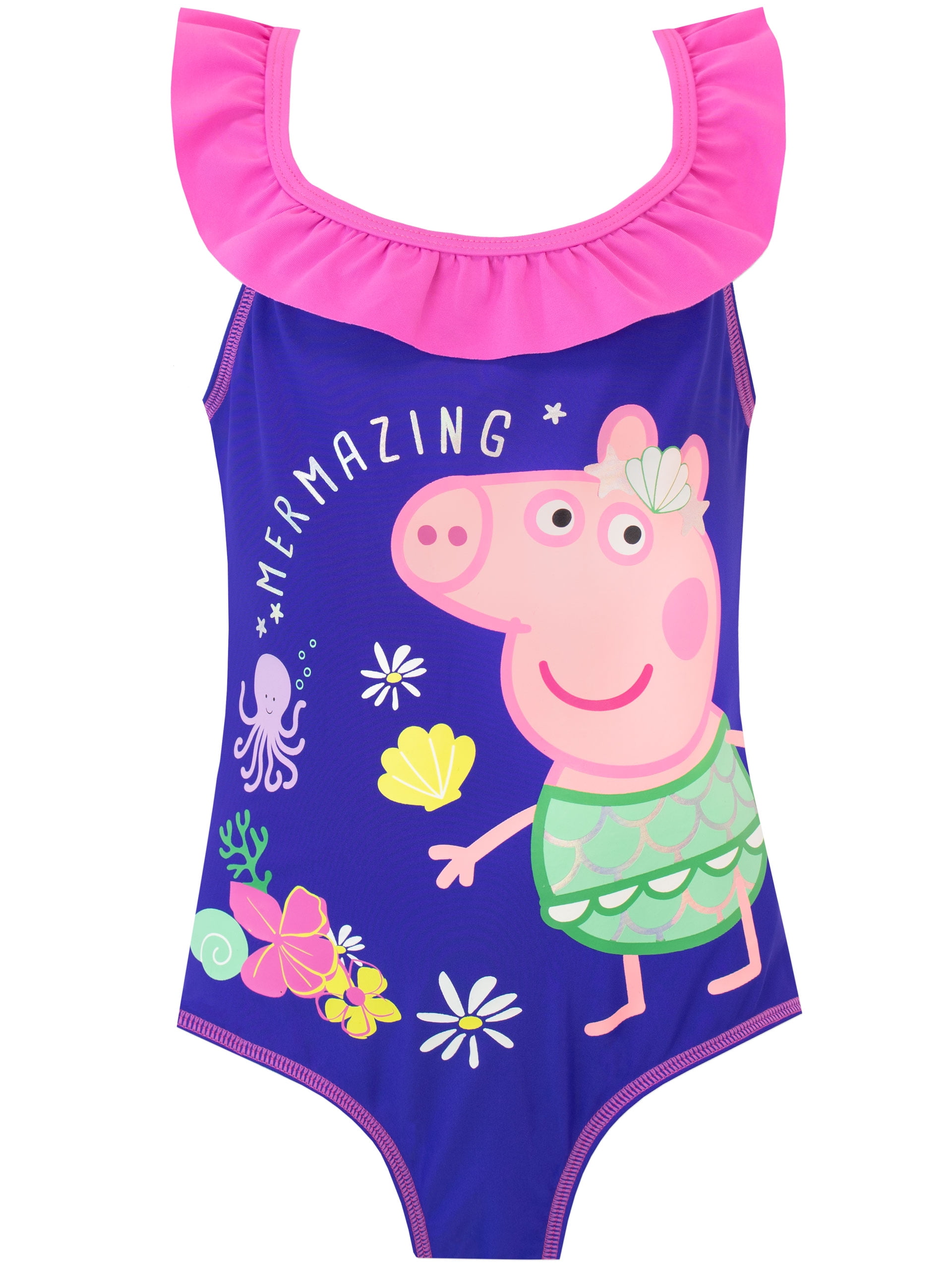 Girls Mermaizing 2T-8 Pig Pink Peppa Swimsuit Sizes