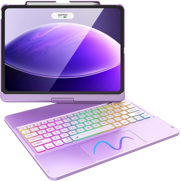 Funda con teclado táctil FUWANG para iPad Air 13" M3 M2 morado