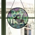 thumbnail image 3 of Northern Lights Christmas Moose Stained Glass Sun Catcher with Mountain Stained Glass Window Hanging, Suncatchers, Lavender Wall Decor, for Women/Friends/Lover, Stained Glass, 3 of 6