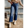 thumbnail image 2 of Women High Waist Flared Jeans with Raw Hem Mineral Wash Bell Bottom Denim Pants Non Stretch Vintage Inspired Retro Style, 2 of 20