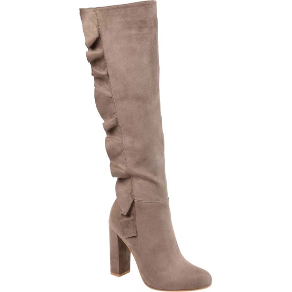 Women's Journee Collection Vivian Wide Calf Knee High Boot Taupe Microsuede 6.5 M