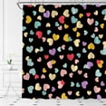 thumbnail image 2 of Colorful Heart Shower Curtain Valentine''s Day Sweet Lover Heart Retro Fashion Girl Black Background Fabric Bathroom Curtain Set with Hooks(70" WX70 H), 2 of 3