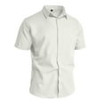 thumbnail image 4 of FRSASU Men's Linen Shirts Casual Short Sleeve Button Down Shirt Beach Vacation Cruise Summer Tops White, 4 of 6