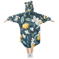 thumbnail image 2 of FORMRS Wearable Blanket Hoodie with Sleeves for Kids Cozy Flannel Sweatshirt, Floral Lemon, 2 of 7