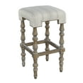 thumbnail image 2 of Linon Shelly Backless Wood Bar Stool, 30" Seat Height, Brown Finish with Beige Fabric, 2 of 5